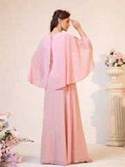 Pink Three-Dimensional Flower Bridesmaid Dress
