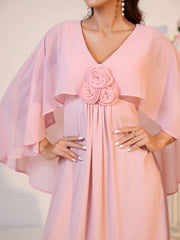 Pink Three-Dimensional Flower Bridesmaid Dress
