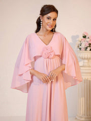 Pink Three-Dimensional Flower Bridesmaid Dress