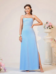 Elegant Blue Satin Bridesmaid Dress