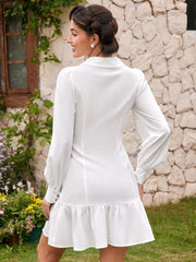 Vintage Ladies' Splice Lace Ruffle Hemline Dress Dress With Sleeves Vintage Clothes One Piece Cottagecore Dress White Dresses Summer Dress Festival Outfits Graduation Outfit Teacher Dress Teacher Clothes Concert Women Outfit Old Money Style White Skirt C