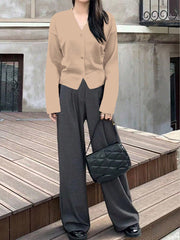 Solid Color Simple And Elegant Soft Style Long Sleeve Knitted Cardigan