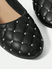 Women Simple Diamond Grid White Strap Flat Shoes For Summer