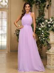 Elegant Violet Chiffon Bridesmaid Dress