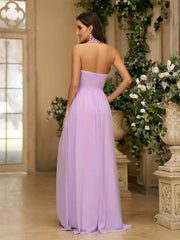 Elegant Violet Chiffon Bridesmaid Dress