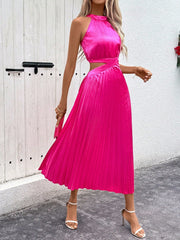 Women's Simple Vertical Stripe Solid Color Off Shoulder Waist-Revealing Dress