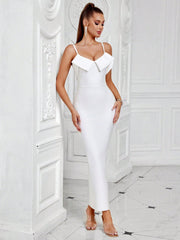 White Bandage Dress With Ruffled Hem Dress