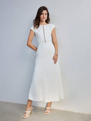 TWIST BACKLESS FAUX PEARL AND BEADED DETAIL DRESS