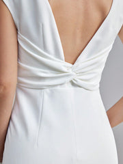 TWIST BACKLESS FAUX PEARL AND BEADED DETAIL DRESS