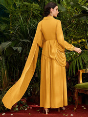 Women's Elegant Lapel Lantern Sleeve Long Dress For Spring/Summer