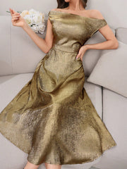 Women's Ruffle Ruffle Hem Solid Color Elegant Dress