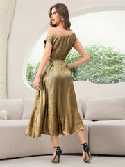 Women's Ruffle Ruffle Hem Solid Color Elegant Dress