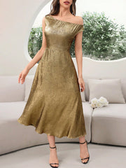 Women's Ruffle Ruffle Hem Solid Color Elegant Dress