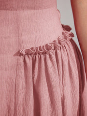 Women's Summer Solid Color Round Neck Cap Sleeve Dress With Elegant Ruffle Hem
