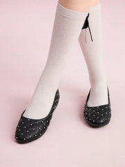 Women Simple Diamond Grid White Strap Flat Shoes For Summer