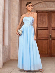Women's Glitter Patchwork Strapless Evening Dress