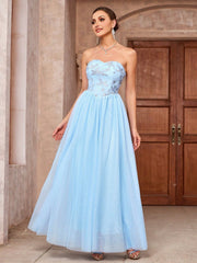Women's Glitter Patchwork Strapless Evening Dress