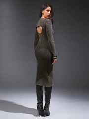 Cut Out Ribbed Knit Shrug Dress