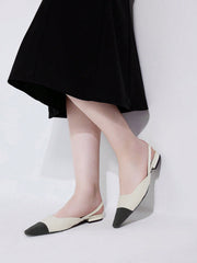 FASHIONABLE SIMPLE COLOR-BLOCKING POINTED TOE FLAT SHOES