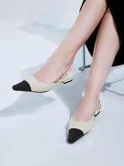 FASHIONABLE SIMPLE COLOR-BLOCKING POINTED TOE FLAT SHOES