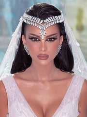 1pc Bridal Forehead Tiara Headband With Rhinestone Decor For Wedding Dress Hairstyle Royal