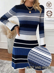 Striped Pattern Sweater Dress