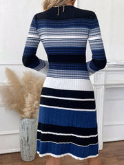 Striped Pattern Sweater Dress