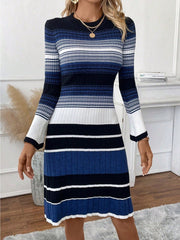 Striped Pattern Sweater Dress