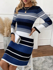 Striped Pattern Sweater Dress