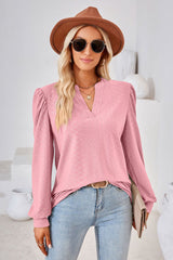 V-Neck Puff Sleeve Blouse