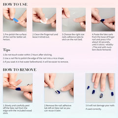 10pcs Luxury Handmade Press on Nails Middle Coffin False Nails Tulip Design False Nails with 3pcs Tool Adhesive Nail Glue Tabs