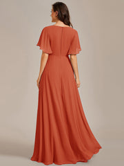 V Neck Appliques Pleated Wholesale Bridesmaid Dresses