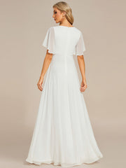 V Neck Appliques Pleated Wholesale Bridesmaid Dresses