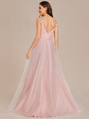 Double V Neck Wholesale Lace Tulle Wedding Dress