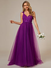 Double V Neck Wholesale Lace Tulle Wedding Dress