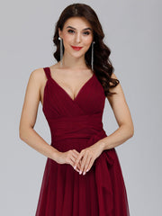 Adorable A Line Sleeveless Wholesale Tulle Bridesmaid Dresses With Belt