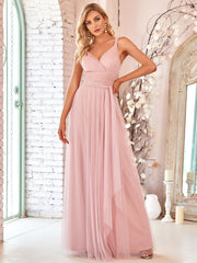 Adorable A Line Sleeveless Wholesale Tulle Bridesmaid Dresses With Belt