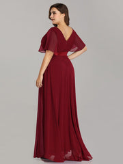 Glamorous Double V-Neck Ruffles Padded Wholesale Evening Dresses