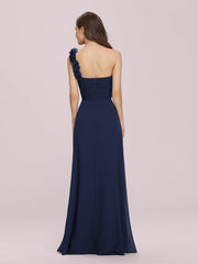 One Shoulder Wholesale Bridesmaid Dresses With Flower Decoration
