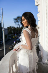 White bohemian bridal dress Dress with sleeves