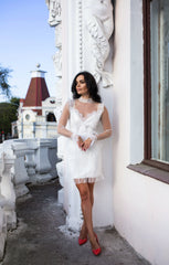 White bohemian bridal dress Dress with sleeves