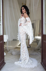 Mermaid wedding dress Beach bridal gown luxury macrame simple wedding dress Bridal robe long sleeve wedding dress Unique wedding dress