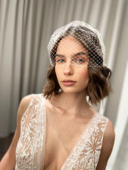 Pearl Birdcage Veil with Pearls Wedding Birdcage Veil, Short Pearl Veil, Face Veil Mask