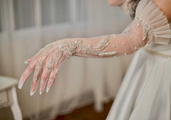 Wedding gloves Long bridal gloves Sheer tulle gloves Sequin gloves cutom gloves Opera gloves Handmade gloves lace bridal gloves