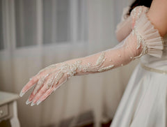 Wedding gloves Long bridal gloves Sheer tulle gloves Sequin gloves cutom gloves Opera gloves Handmade gloves lace bridal gloves
