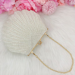 Engraved Bridal Clutch, Shell Shaped Beaded Bag, Personalized Wedding Clutch, Bridal Clutch, Couture Ivory Bead Bag, Art Deco Bride Purse
