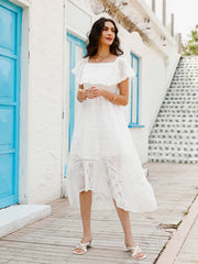 Women's Solid Color Lace Off Shoulder Long Dress