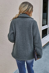Double Button Lapel Collar Teddy Coat - Shah S. Sahota