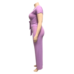 Women's Solid Color Belted Two Piece Set - Shah S. Sahota