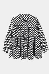 Checkered Button Down Tiered Babydoll Shirt - Shah S. Sahota